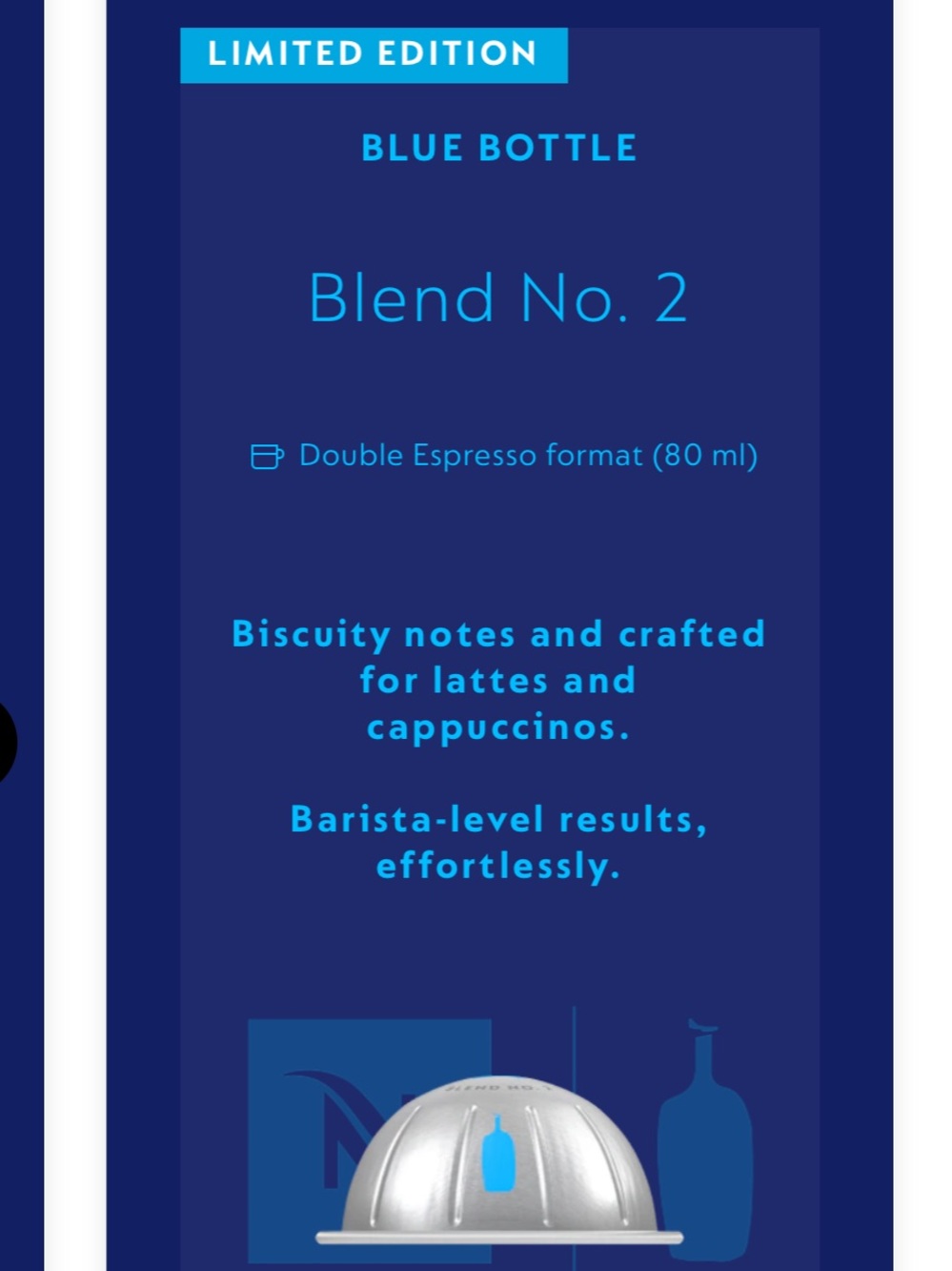 NEW Nespresso Blue Bottle Blend No 2
